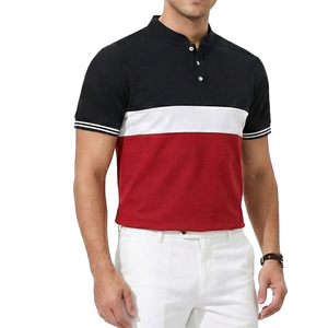 Camisas Polo Personalizadas con Logotipo Propio para Hombre, Cuello Mao, Bloques de Color, Manga Corta, Estilo Henley, Venta al por Mayor, Corte Ajustado, Camisas Polo de Golf - Product Image 6