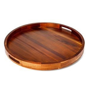 Plateau en bois naturel finition lisse, plateau de service rond en noyer, plateau de service en bois de qualité supérieure pour la maison et l'hôtel, produit très demandé - Product Image 3