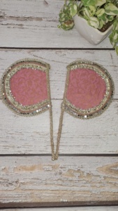 Éventails à main ornés de perles pour mariage d'été |   Éventails décoratifs faits à la main pour mariage, Mehendi et Haldi - Product Image 2