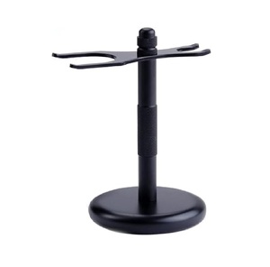 Maclura Black Metal Shaving Brush Stand with Adjustable <b>Clamp</b> and Circular Base - Product Image 5