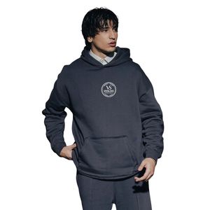 Sweat à capuche décontracté pour homme en molleton anthracite, avec empiècements coupés et cousus, style streetwear confortable, OEM ODM - Product Image 5