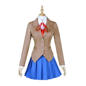 Uniforme Escolar de Anime Personalizado, Disfraz de Cosplay para Mujer, Blazer Marrón Transpirable de Poliéster, Falda Azul Plisada, Estilo Japonés Digital - Product Image 1