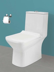 WC monobloc avec dimensions 745x360x655 mm, siphon en S de 225 mm, et système de chasse siphonique exceptionnel avec double chasse et design 4D - Product Image 2