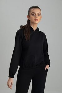Women's Autumn <b>Pink</b> Hooded <b>Cropped</b> Sleeveless Sweatshirt Set Fleece Breathable Streetwear Anti-Pilling Casual Tracksuit Solid - Product Image 2