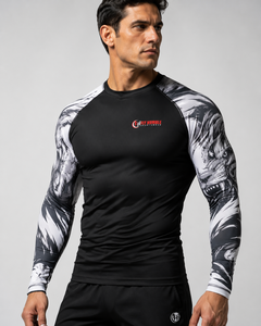 Fly Humble Sportswear Men's Full Sleeve Rash Guard Digital Print Breathable Quick Dry <b>Compression</b> <b>Shirt</b> Seamless Fusing <b>Black</b> - Product Image 5