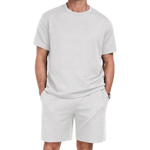 Ensemble de jogging d'été pour hommes, vêtements de sport personnalisés, 100% polyester, séchage rapide, streetwear, t-shirt et short, 2 pièces - Product Image 1