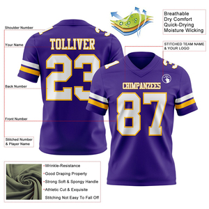 Camiseta de Fútbol Morada con Malla Blanca y Dorada, Auténtica, de Alta Calidad, Transpirable, para Entrenamiento Deportivo - Product Image 4