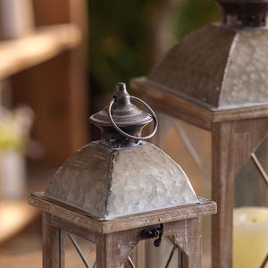 Farol Rectangular de Madera Vintage con Paneles de Vidrio, Portavelas Resistente para Decoración del Hogar y Jardín - Product Image 2