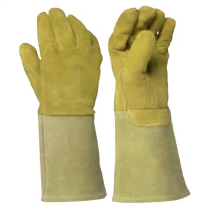 Gants de soudeur MIG en cuir de vachette pleine fleur de haute qualité, double paume renforcée, gants de sécurité industriels, gants de soudage à l'arc - Product Image 2