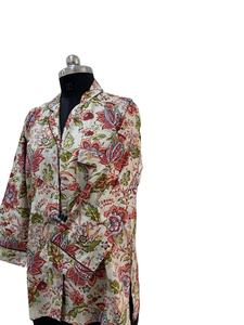 เสื้อยาวผ้าฝ้ายพิมพ์ลายดอกไม้, เสื้อเชิ๊ตแขนยาวมีกระดุมลายดอกไม้ - Product Image 4