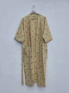 Block Print Cotton Kimono <b>Robe</b> Soft Loungewear For <b>Women</b> One Size Fits Small To Extra Large - Product Image 5