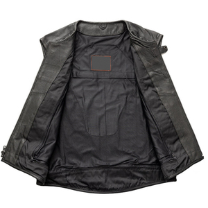 Gilet de moto en cuir véritable noir respirant pour hommes adultes, gilet de motard haut de gamme, design personnalisé, cuir personnalisable - Product Image 6