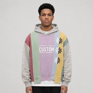 Hoodies surdimensionnés personnalisés pour hommes, coupe ample, fabrication en usine, faible MOQ, commandes en gros, finition délavée à l'acide, délavée à la pierre, détails vieillis, strass - Product Image 4