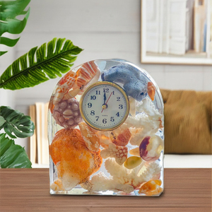 นาฬิกาตั้งโต๊ะเข็มเรซินเปลือกหอยสไตล์โบราณ LumiNova homhelling แปลกใหม่ของตกแต่งบ้านห้องนั่งเล่นห้องน้ำในร่ม - Product Image 5