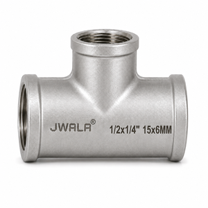Conexión en T Reductora de Acero Inoxidable de Precisión 15x6mm, Roscada de 1/2x1/4 Pulgadas, Diseñada para Instalaciones de Tuberías Químicas - Product Image 2
