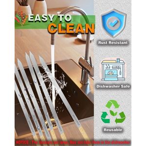 Brochettes extra larges de 27 pouces en acier inoxydable 304 avec manche en bois, de 1 pouce de large, pour grillades, outil de barbecue plat - Product Image 3