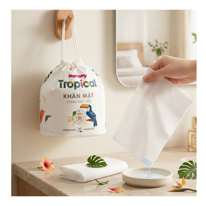 Mamamy Tropical Disposable <b>Compressed</b> Eco-Friendly Thick Soft Face Towel Cleansing Tissue Drawstring <b>Bag</b> Bathroom Storage - Product Image 1