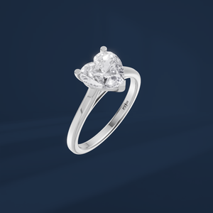 Anillo de Compromiso con Diamante Corte Corazón, Platino PT950, Joyería Clásica para Mujer - Product Image 1