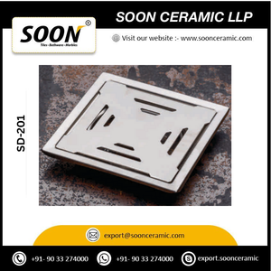 SOON SD-201 Siphon de sol carré en acier inoxydable 6x6 5x5 pouces, anti-corrosion, pour salle de bain, design moderne, chromé - Product Image 4