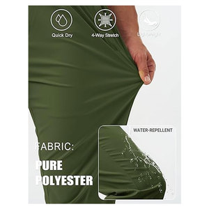 Pantalones Chinos Casuales para Hombre, Cintura Elástica con Cordón, Bolsillos con Cremallera, Ligeros, para Verano, de Sarga, Cómodos, de Algodón - Product Image 2