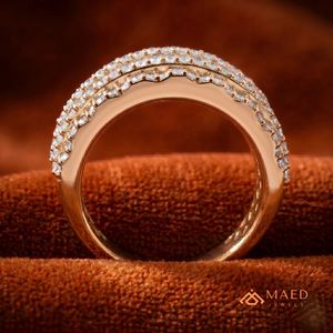 Moissanite <b>Ring</b> Baguette Cut Round Cut Wide Band Rose Gold Plated 925 Sterling <b>Silver</b> <b>Statement</b> <b>Ring</b> Miami Chicago Jewelry Style - Product Image 4