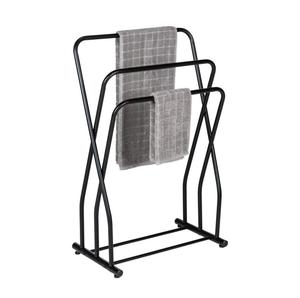 Porte-serviettes métallique autoportant à 3 niveaux, finition noire moderne, durable, pour salle de bain, douche ou lavabo, vente directe usine - Product Image 1