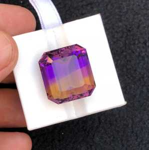 Ametrine naturelle taille émeraude bicolore violette, pierre précieuse en vrac, grande taille, facettée, nette, certifiée par un tiers pour la joaillerie - Product Image 6