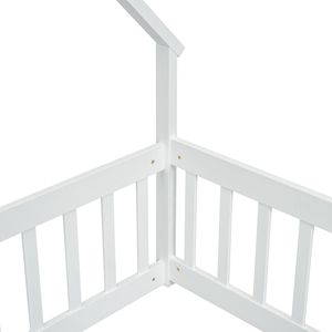Letto a castello bianco a forma di casetta in legno con sponde di sicurezza per bambini - Product Image 4