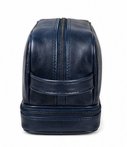 Gravs Premium Genuine Leather Travel <b>Bag</b> Zipper Candy Dual Compartment Vintage Style Eco-Friendly Durable Soft Handle Cosmetic - Product Image 3