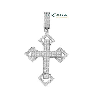 <b>Cross</b> <b>Pendant</b> 925 <b>Silver</b> 18K Gold Plated Moissanite Religious Charm Unisex Everyday Wear Jewelry - Product Image 4