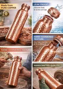 Pure Hammered <b>Copper</b> Water Bottle Handmade Leak Proof Ayurvedic Detox Bottle <b>Gift</b> <b>for</b> <b>Her</b> & Him Wellness Flask Copperflask - Product Image 6