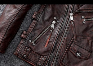 Brando Design Men's Genuine Leather <b>Jacket</b> Windproof Breathable Eco-Friendly Lightweight Winter - Product Image 6