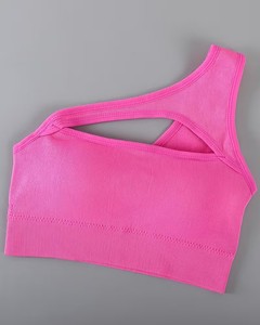 Sleek Asymmetric Gym Wear Ladies Bra Underwear Single Strap Exercise Clothing Athleisure Ribbed <b>Crop</b> <b>Top</b> Private Label - Product Image 1