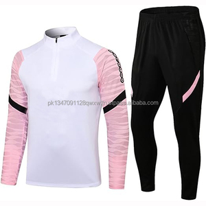 Wholesale Custom Name Sport Tracksuit Autumn Winter Football Jacket Soccer Jersey Set 100% Polyester Breathable V-neck Full - Product Image 3