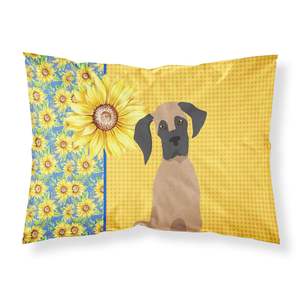 Verano girasoles y cervatillo Gran Danés estándar ligero súper suave fácil cuidado ilustraciones decorativas funda de almohada Fundas de cojín - Product Image 1