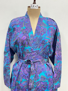 Robe Kimono en Soie pour Femme, Style Indien Vintage Recyclé, Robe de Maternité, Saree de Mariée, Col en V, Fermeture à Cordon sur le Devant, Longueur Intégrale - Product Image 4