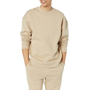 <b>Men's</b> Beige Crew Neck Sweatshirt Regular Fit Knitted Cotton <b>Pullover</b> Casual Autumn Wear - Product Image 3
