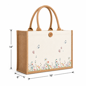 Personalized Custom Cartoon Letter Jute Tote <b>Bags</b> <b>Long</b> Handle Medium Shoulder Strap Custom Color Logo Gift Birthday Party - Product Image 2