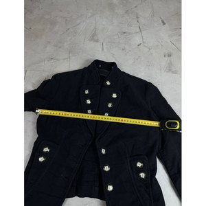 Wholesale Women's Blazer Double Breasted Stand Collar Cotton <b>Jacket</b> Black Uniform Coat with Decorative Buttons - Product Image 5