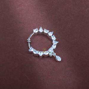Ria CZ Designer Nose Ring-ASTM F136 Titanium Internally Threaded Labret Belly Piercing Jewelry - Product Image 1