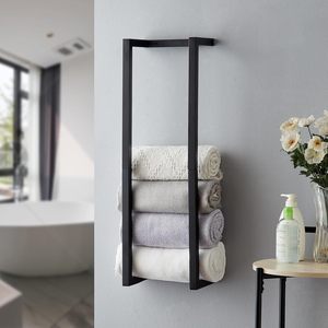 Metallic Wall Mounted Towel Holder Heavy Material Black Metal Towel Holder for Bath Towel <b>Bathroom</b> <b>Accessories</b> At Lowest Price - Product Image 1