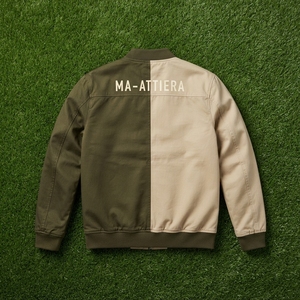 Blouson bomber vert kaki pour homme, avec blocs de couleur, logo vertical, style streetwear décontracté, personnalisable, OEM ODM, vente en gros - Product Image 6