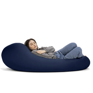 56"D x 38"W x 14"H Navy Oval Therapeutic <b>Zero</b>-Gravity Support Textile Polystyrene Beans Casual Vietnam Bean Bag MD16 - Product Image 1