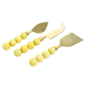 Decorative Resin Bead Handle Stainless Steel Cheese Knife Set Dishwasher Safe Eco-Friendly <b>Table</b> Top Cheese Tools Wholesale - Product Image 3