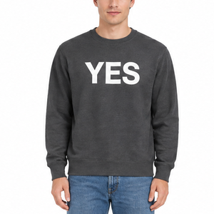 Custom <b>Men's</b> Dark <b>Grey</b> Crewneck <b>Sweatshirt</b> Minimalist Bold YES Printed Pullover - Product Image 1
