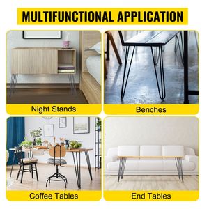 Set di 4 Gambe per Tavolo a Forcella Nere da 40 Pollici, Gambe per Scrivania con Capacità di Carico di 400 kg, 3 Aste, Gambe per Panche, Scrivanie e Mobili da Pranzo - Product Image 2