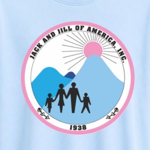 Sky Blue Graphic Crew Neck Tee with Embroidered Jack & Jill Crest Patch on Front and Large Circular Back Artwork Casual <b>Top</b> - Product Image 5