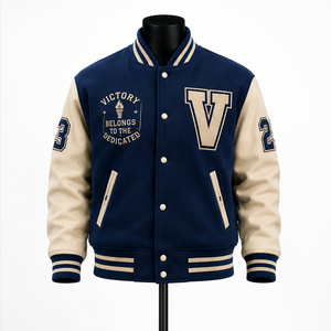 Veste universitaire personnalisée pour homme, veste en laine bleue, veste de baseball avec patch brodé, fabricant de vestes bomber - Product Image 1