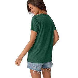 Camisetas de Mujer de Tela Ligera, Cuello Redondo, Mezcla de Algodón, Estilo Urbano, Verano, Colores y Tallas Personalizables, Venta al Por Mayor - Product Image 4