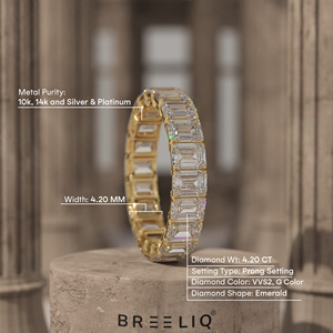 Anillo de Eternidad de Diamantes Cultivados en Laboratorio con Forma de Esmeralda en Oro de 14K, Anillo de Boda de Diseño para Mujer - Product Image 6